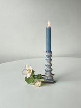 Load image into Gallery viewer, one of a kind candlestick 40 - indigo stripe