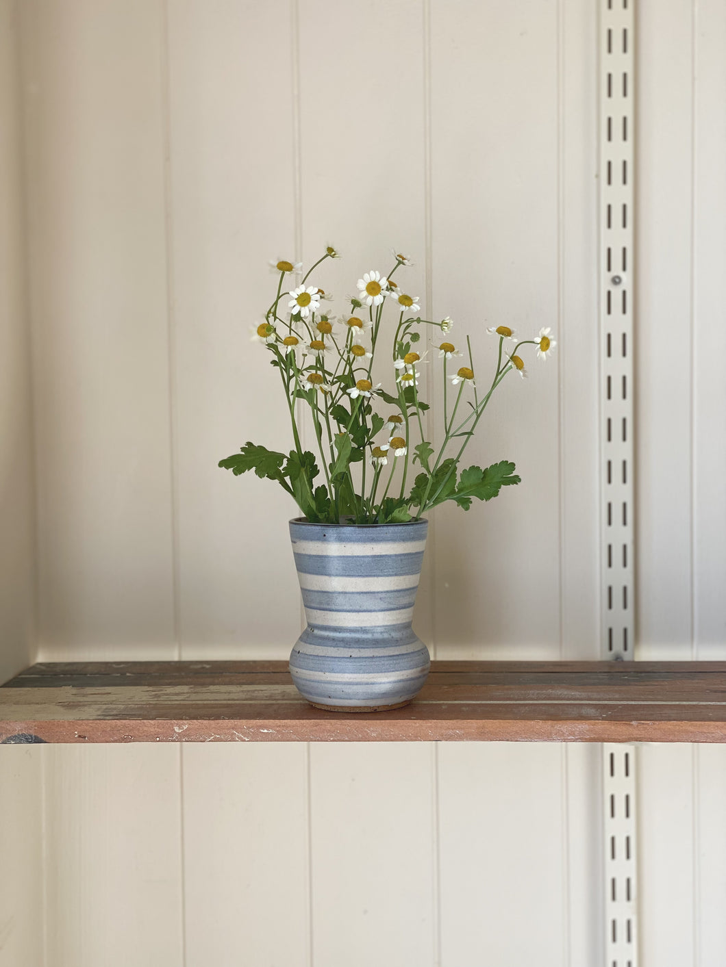 Big bud vase 2 - indigo stripe -  one of a kind
