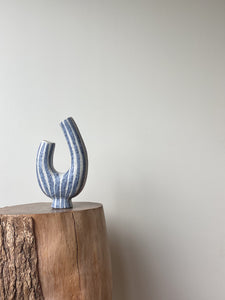 handbuilt sculptural vessel 56 - indigo stripe