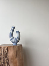 Load image into Gallery viewer, handbuilt sculptural vessel 56 - indigo stripe
