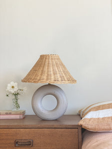 Pair of Bespoke Hoop Lamps #83/84 - cloud - rattan shade