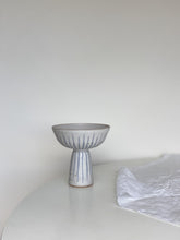 Load image into Gallery viewer, pedestal bowl 22 - indigo stripe
