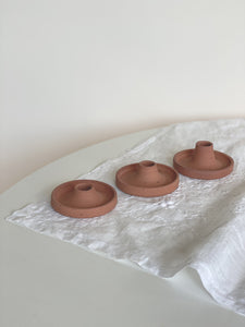 candle holder trio - terra raw