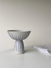 Load image into Gallery viewer, pedestal bowl 21 - indigo stripe
