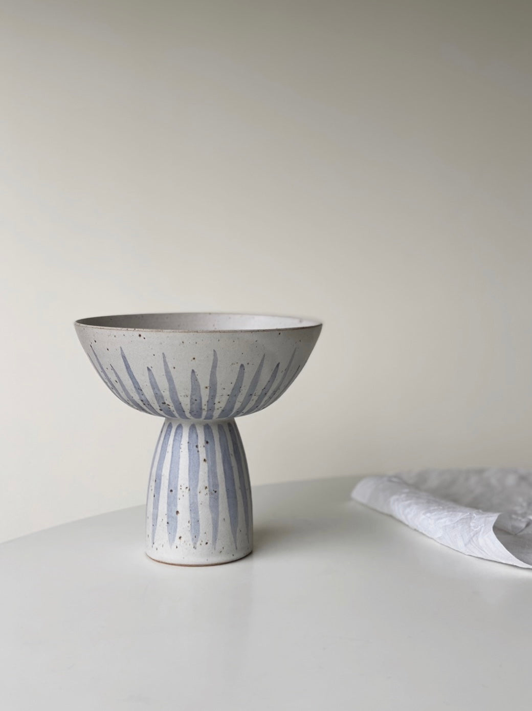 pedestal bowl 21 - indigo stripe