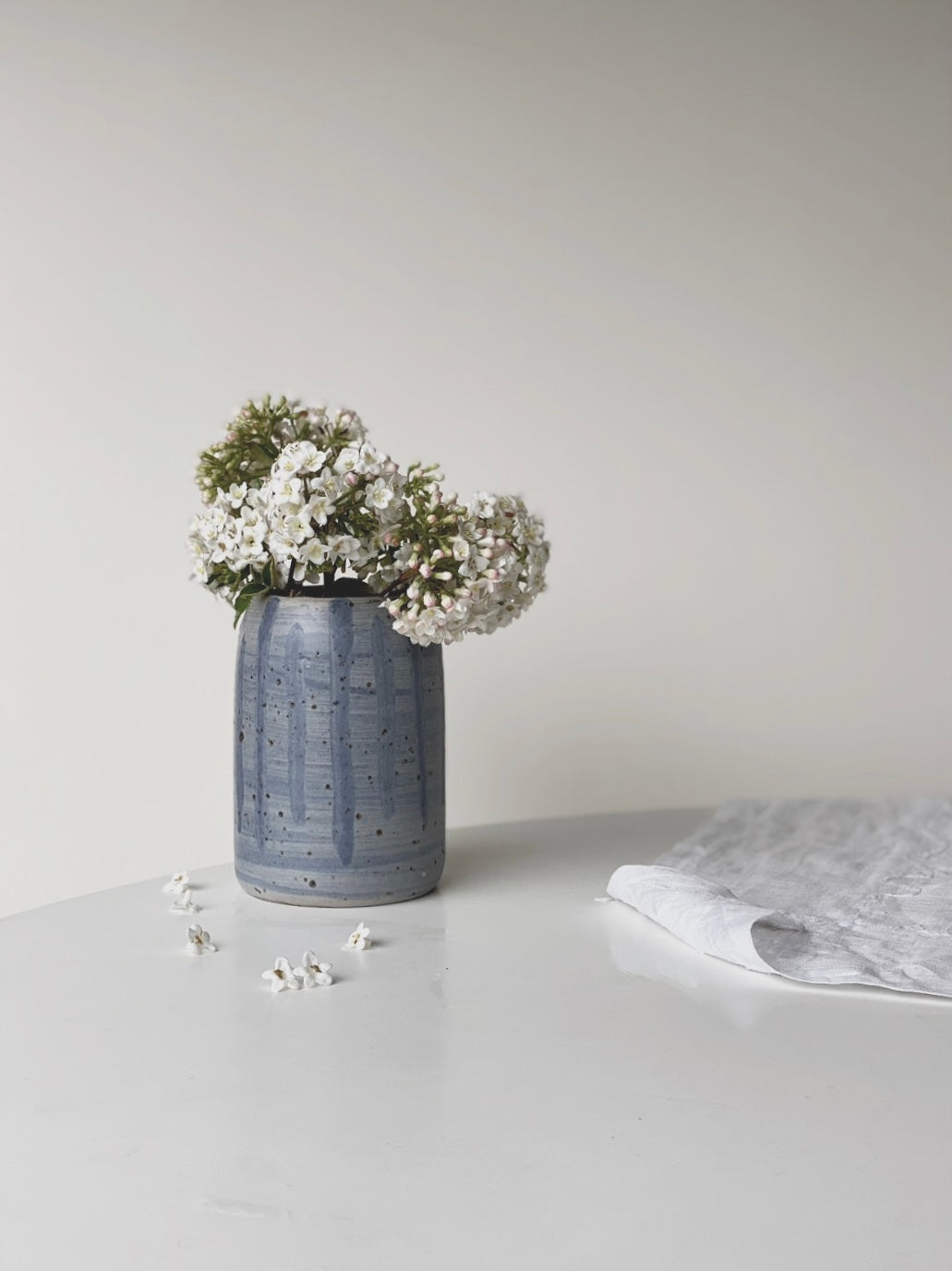 Big bud vase 3 - indigo stripe -  one of a kind