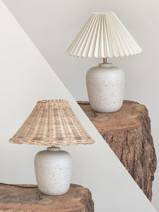 bespoke Lamp 80- toi toi -  linen or rattan shade