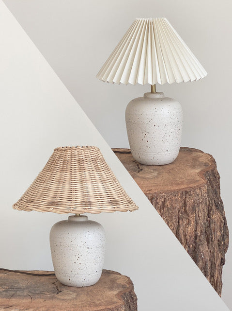 bespoke Lamp 80- toi toi -  linen or rattan shade