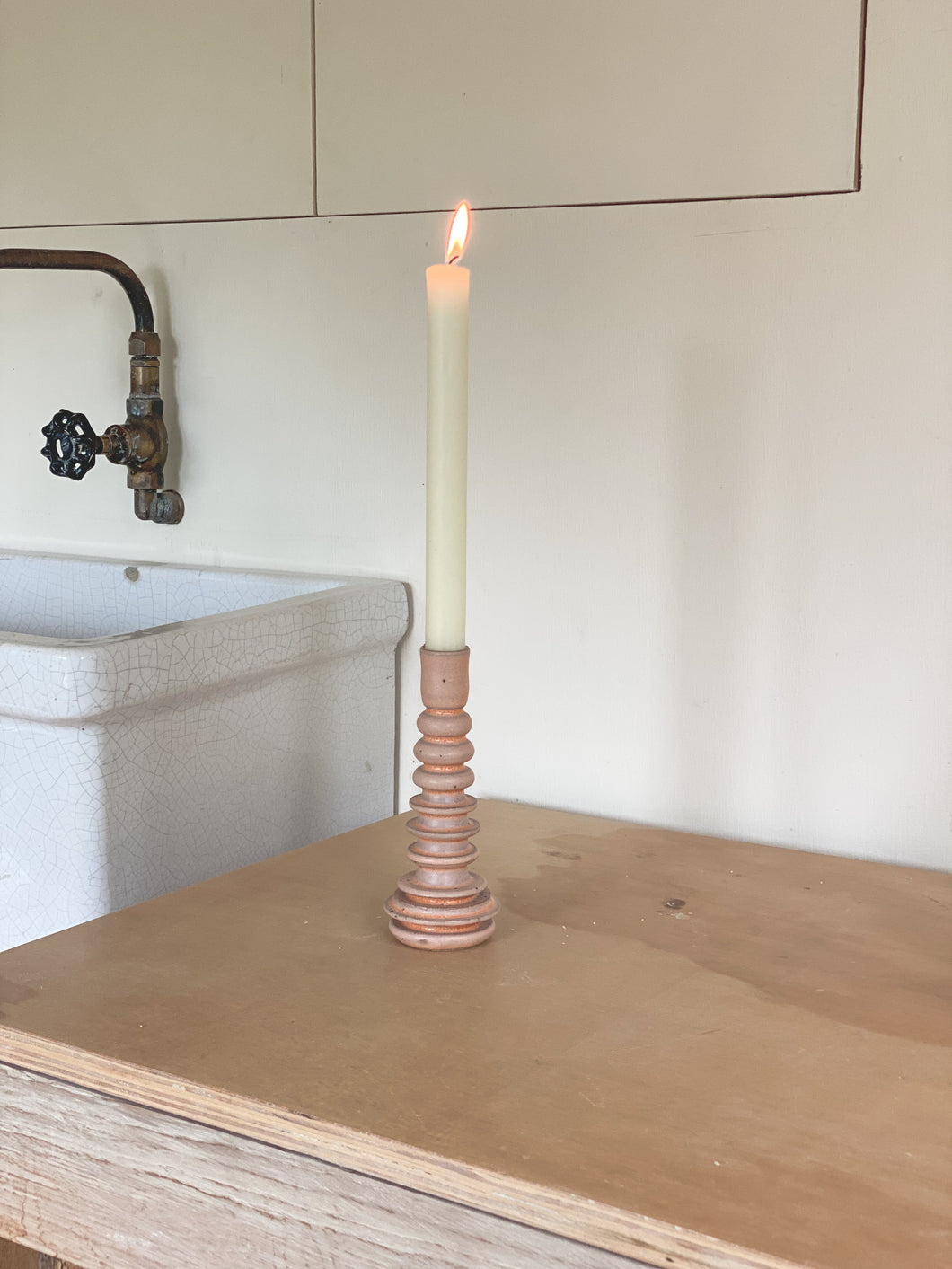 one of a kind candlestick  4 - peach