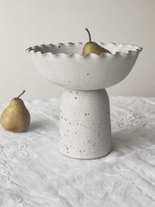 ruffle pedestal bowl 16 - cloud - extra large
